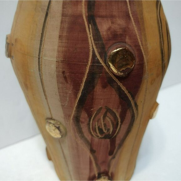 Vintage Toscany Ceramic Pottery Vase Tree Bark Wood Texture Mid Century Handmade - Picture 5 of 9